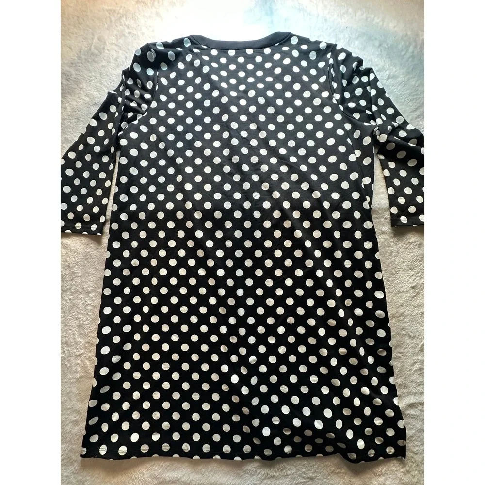 Lands End Black White Polka Dot Swim Cover Up Dress Large‎ 14-16 515396 - 6